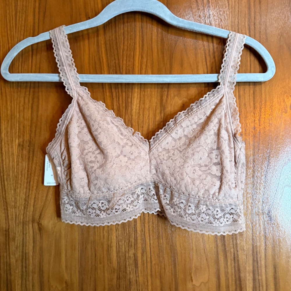 NWT GAP Floral Lace Longline Bralette V-Neck Adjustable Straps Size M